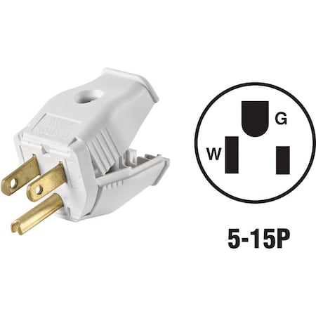 Leviton 15A 125V 3-Wire 2-Pole Clamp Tight Cord Plug, White 002-3W101-0WH